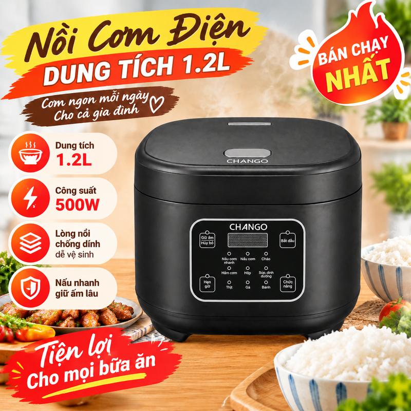Nồi Cơm Điện Thông Minh 1.2L Dung Tích Lớn Hẹn Giờ Nấu Không Dính Đa Năng Cho Gia Đình Nhỏ