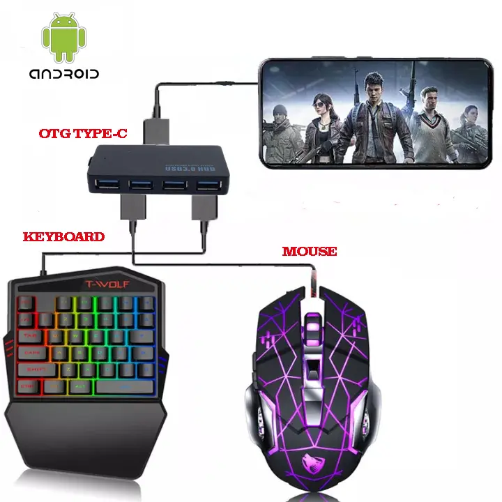 Paket Gaming Keyboard Mechanical 38 Keys dan Mouse 3 Button 1600DPI RGB Untuk Android dan IOS Free Fire PUBG Mobile Genshin Impact Mobile Legends Computer 4