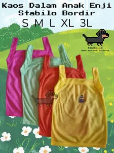 GROSIR 12 PCS Kaos Dalam Anak Perempuan Enji Stabilo Bordir Lucu & Cerah Bahan Halus