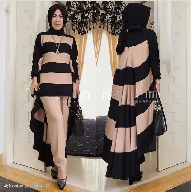 Stelan muslim set 3in1 Binaiya jersey Baju Celana Karet Kulot Setelan Panjang Lembut Fit Nyaman Melar 4