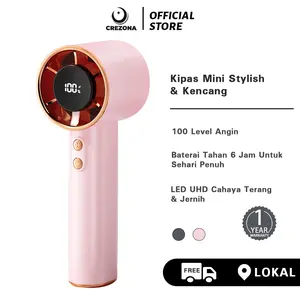 Kipas Angin Portable USB FB07 Ungu Digital 100 Level Kekuatan Angin Layar LED Type-C Stylish & Ergonomis untuk Meja & Outdoor