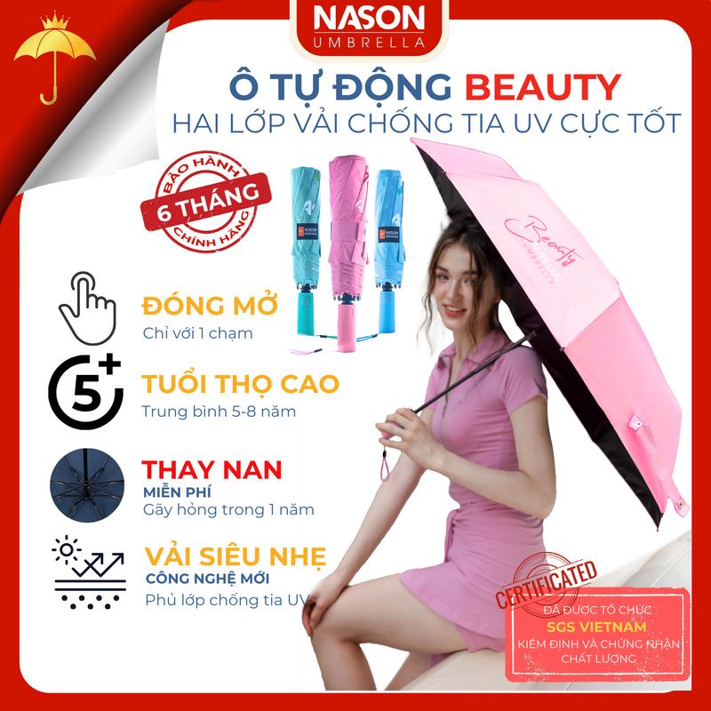 Ô tự động thông minh chống nắng chống mưa Nason Beauty Umbrella 8K chống tia UV, siêu chống thấm nước, khóa an toàn, màu tươi sáng hot trend Chống Nước