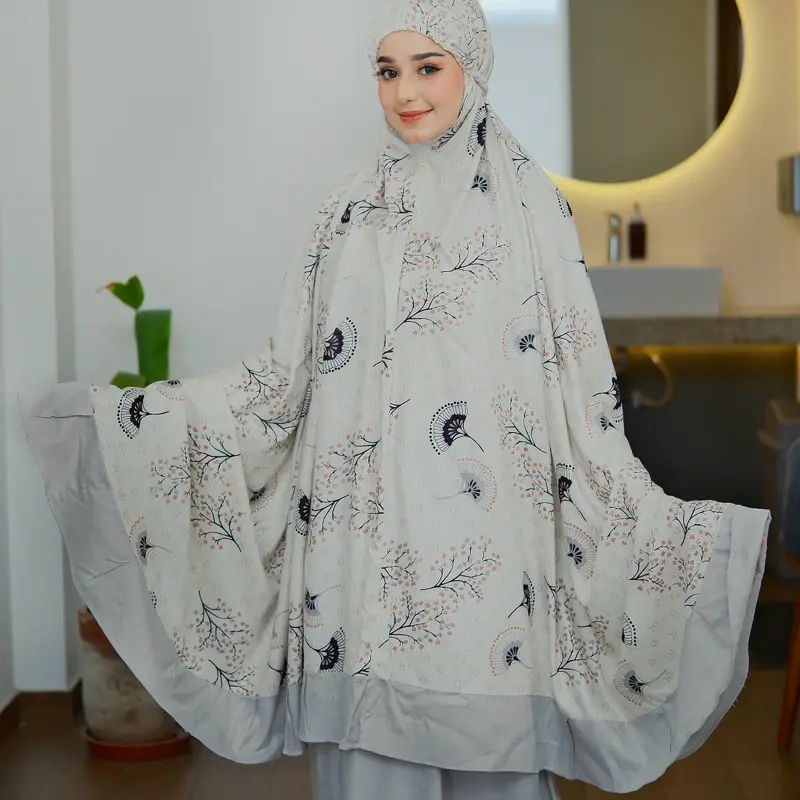 Mukena dewasa rayon bali motif bunga kipas size jumbo halya shop Muslim Katun Mukenah Traveling