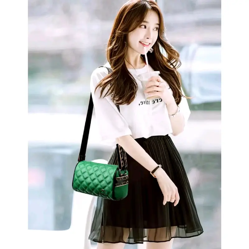 Welldone store - Tas selempang wanita model korea motif jahit terbaru slingbag fashion 2025 Kulit 4