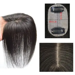 Topper Human Hair Mono Base For Women Human Hair Clip In Toupee Hairpieces Straight Hair Piece