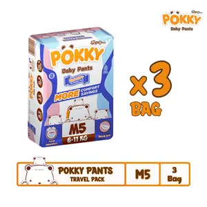 [3 BAG] POKKY Pants Travel Pack M5/L5/XL4/XXL4 (3 Ball) Popok Celana Bayi Berkualitas