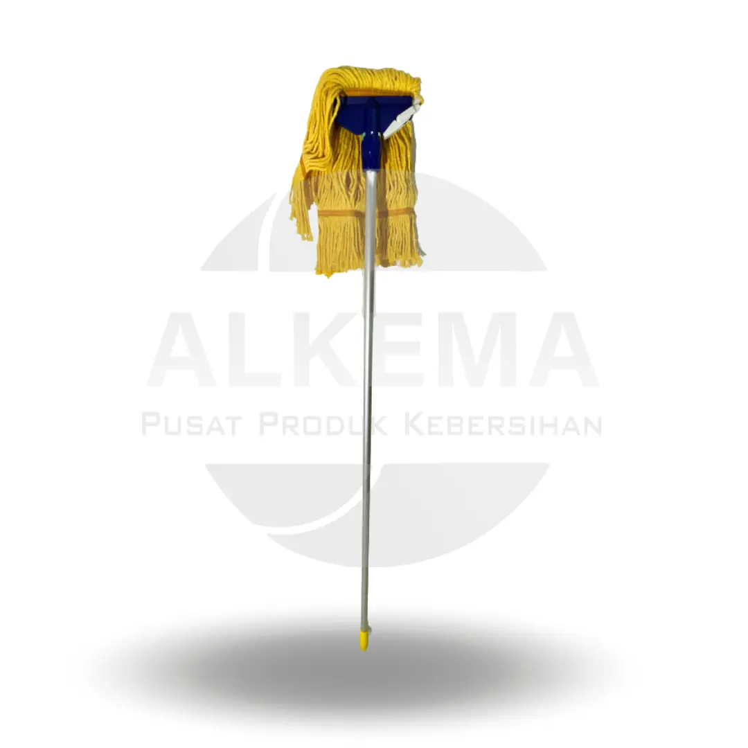 MOP SET Pel Lantai Putih dengan Tongkat Alumunium, Penjepit, dan Kain Lap