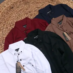 KEMEJA POLOS PRIA LENGAN PANJANG Katun Baju Casual Distro Linen Cowok Dewasa Kerah Formal Slimfit Kerja Hem Atasan Hitam Kantor