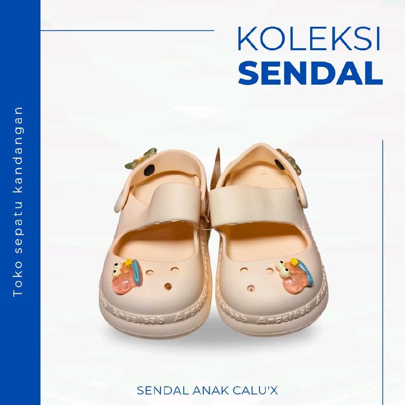 Sendal Anak-anak Karet Plastik Jelly Calu'x Original, Sandal Harian Ringan - Jeans, Fashion Motif 3