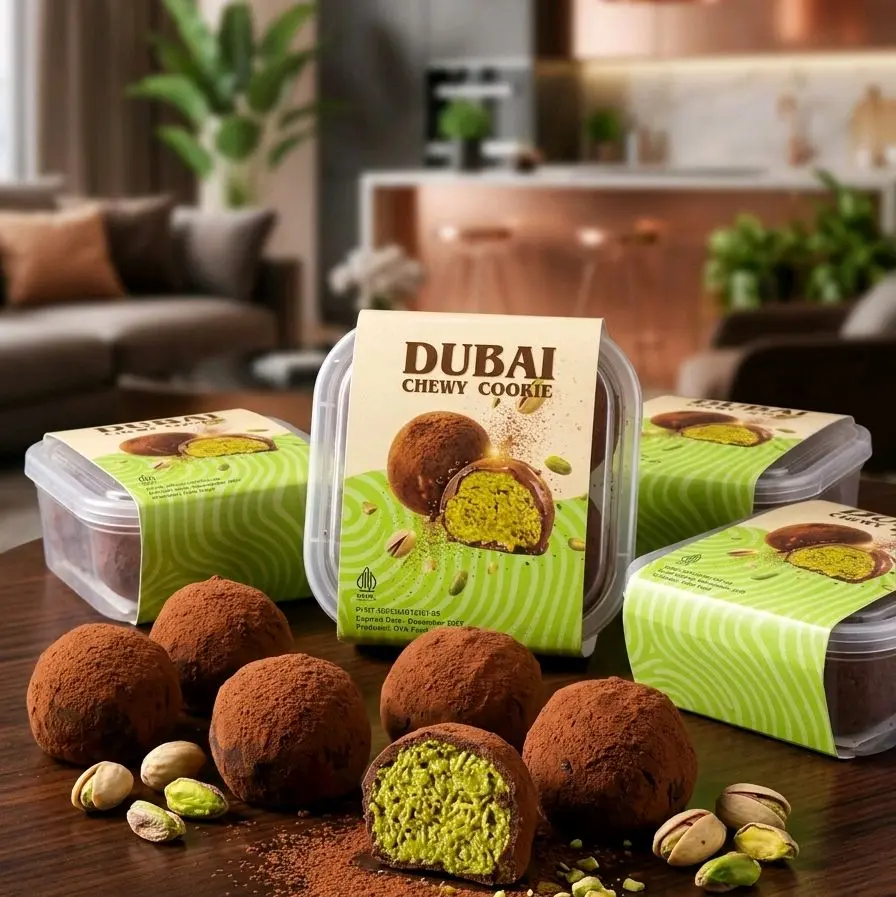 Dubai Coklat Chewy Cookie Enak Pistachio Kunafa Asli - Kue Renyah dengan Rasa Pistachio yang Lezat dan Autentik