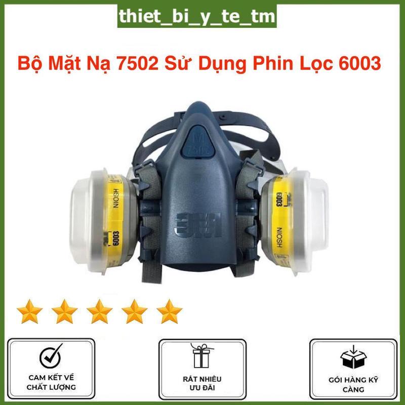 Bộ mặt nạ bảo hộ lao động 7502 sử dụng Phin lọc 6003CN ngăn mùi hôi môi trường axít phun sơn phun PU phun thuốc trừ sâu có thể ngăn mùi khói xe khói đốt lọc bụi công nghiệp bụi mịn. Bộ sản phẩm không kèm kính bảo vệ mắt