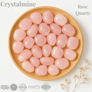 CRYSTALMINE Rose Quartz Crystal Tumble / Batu Alam Kristal Healing Energy Tumbled Stone Natural