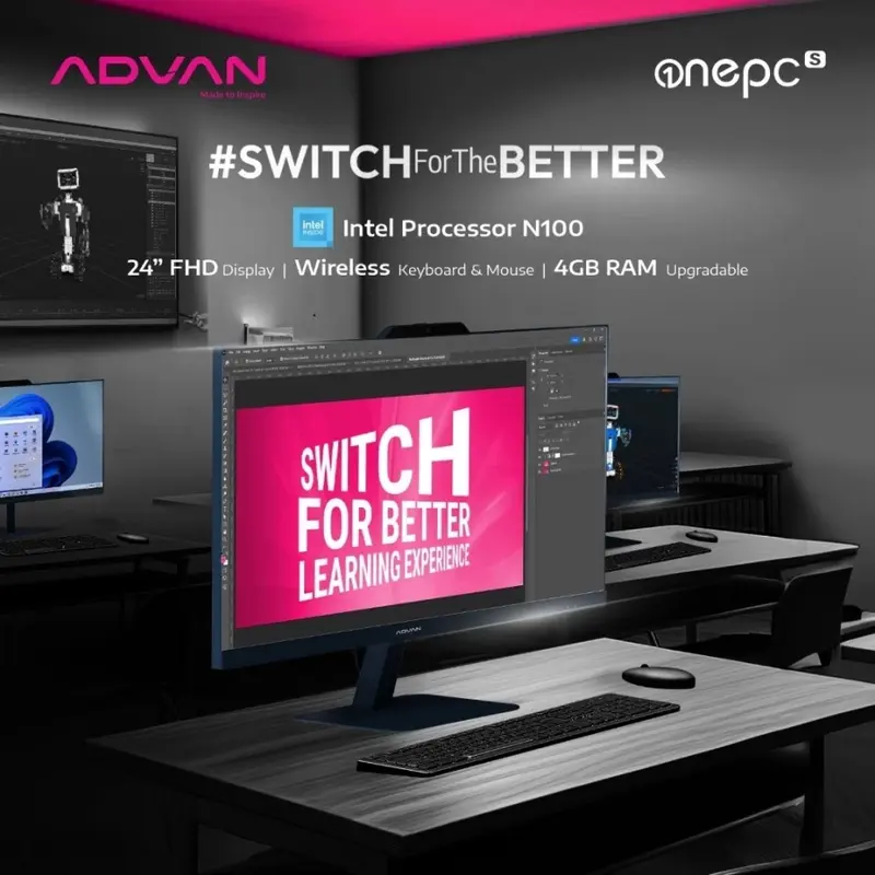 Advan All In One PC AIO One PC S Intel N100 4GB/128GB Windows 11 Original 1