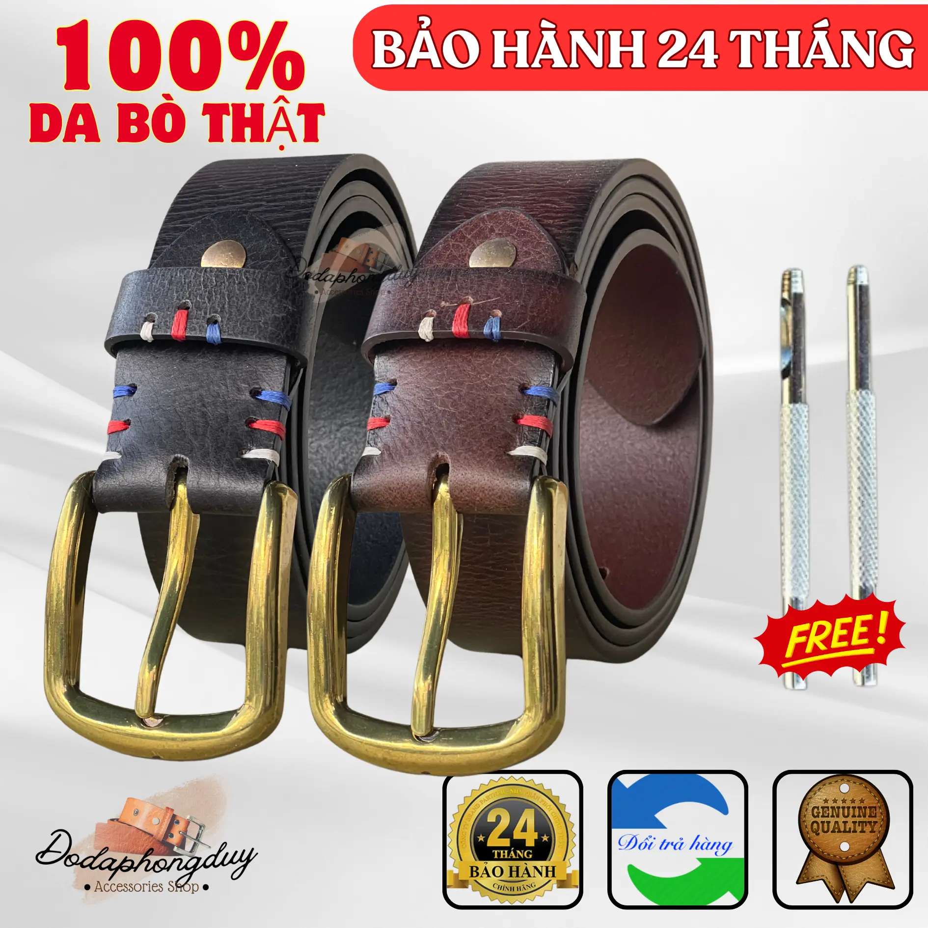 Thắt Lưng Nam Da Bò Sáp Ý Nhập, Đầu Khóa Mạ Vàng - Bảo Hành 24 Tháng