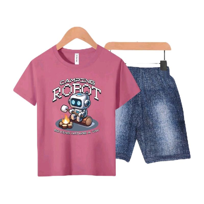 Setelan Anak-Anak Unisex Semi Jeans/Robot Digital Sablon Fashion Baju Celana 2