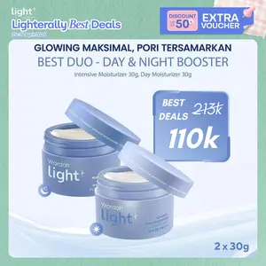 PAKET 2 pcs - Light+ by Wardah Hydrashot Intensive Moisturizer 30 g + Glowshot Day Moisturizer 30 g | Cream Niacinamide Brightening Moisturizer Pelembab Wajah Pemutih Wajah Facial Day Night Cream Skincare BPOM - Lightening Skincare