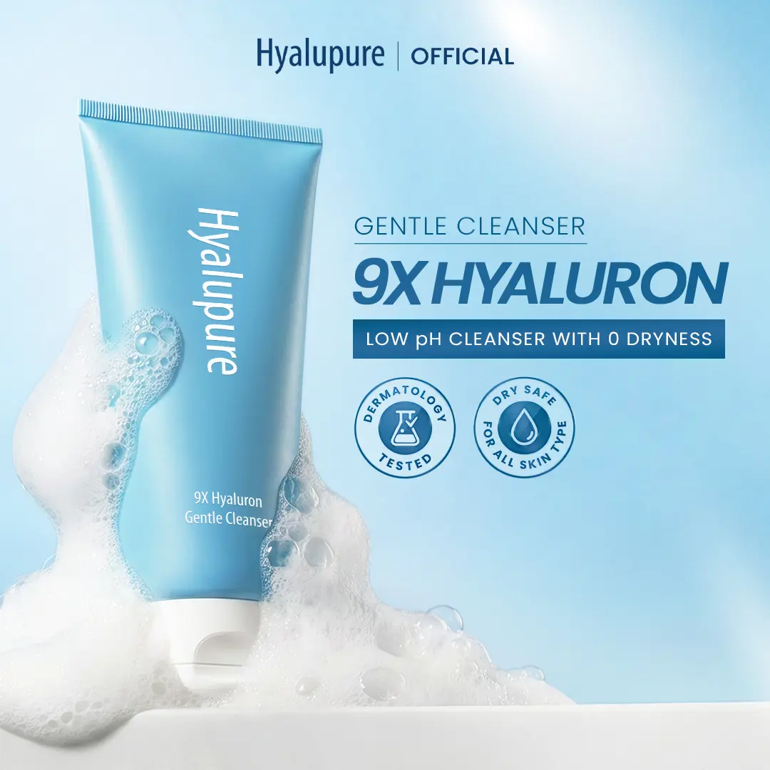 Hyalupure 9X Hyaluron Gentle Cleanser 150ml - Pembersih Wajah Ringan dengan pH Rendah yang lembut kepada wajah saat digunakan