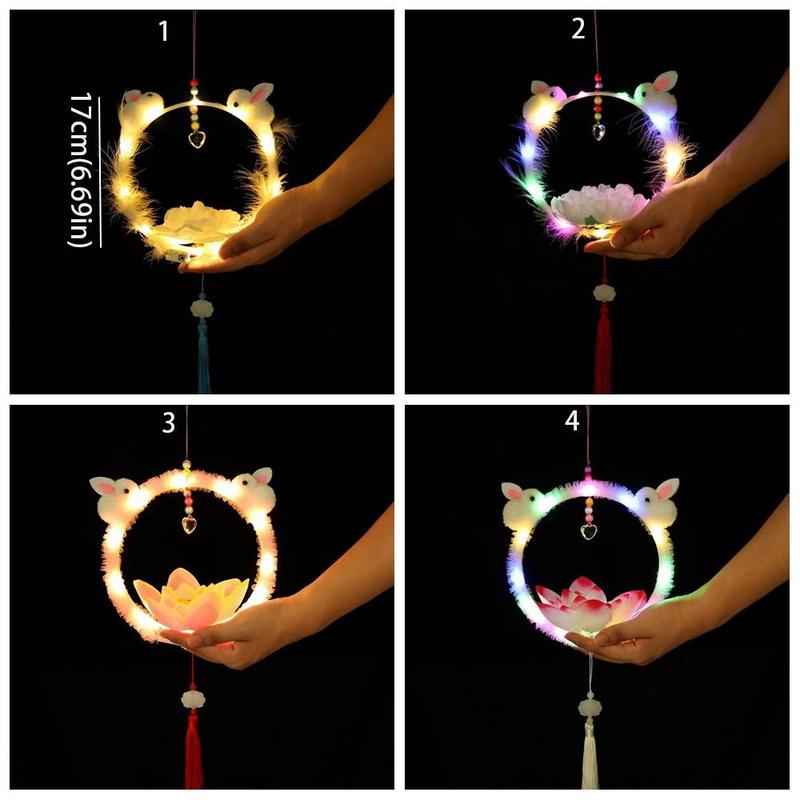 Product Introduction of Portable With Tassels Children's Rabbit Lantern Chinese Style Traditional Bunny Handmade Lantern Finished Mid-Autumn Festival Lantern Mooncake Festival 12