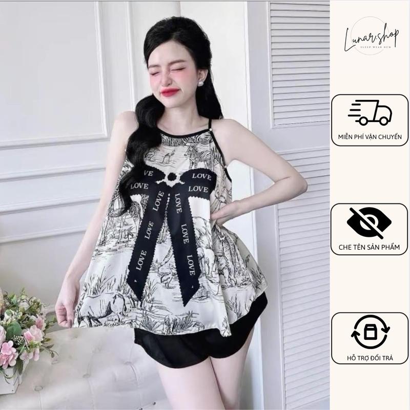 Có Bigsize Yếm Phi Lụa in 3D thời trang nhiều họa tiết chất liệu Phi Lụa mềm mịn thoải mái siêu đáng yêu họa tiết bắt mắt. Yếm ngủ thời trang dành cho nữ freesize Women setyem Áo set đồ nữ đẹp đồ ngủ cho nữ