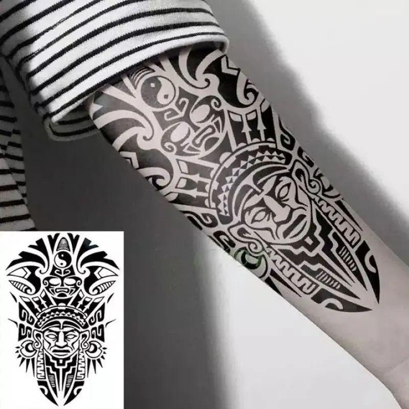 Stiker Tatto Temporary ZARIL TATO Seri J519 TATO MAORI KEPALA SUKU ETNIK J-519 Tato Premium Anti Air Size 20x15cm - Tatto tubuh