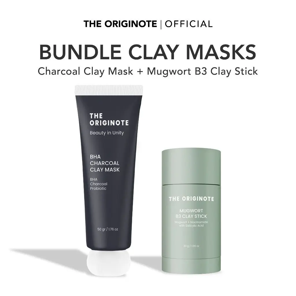 The Originote Bundle Charcoal Clay Mask + Mugwort B3 Clay Stick Masker
