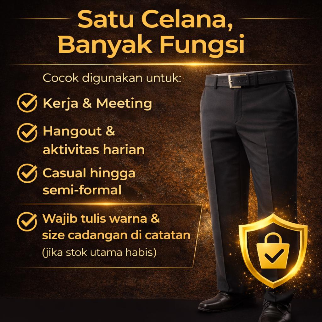 Evermen Celana Ankle Pants Cowok Slimfit Hitam Stretch Lembut Anti Kusut Potongan Modern Nyaman & Rapi untuk Kantor & Kerja