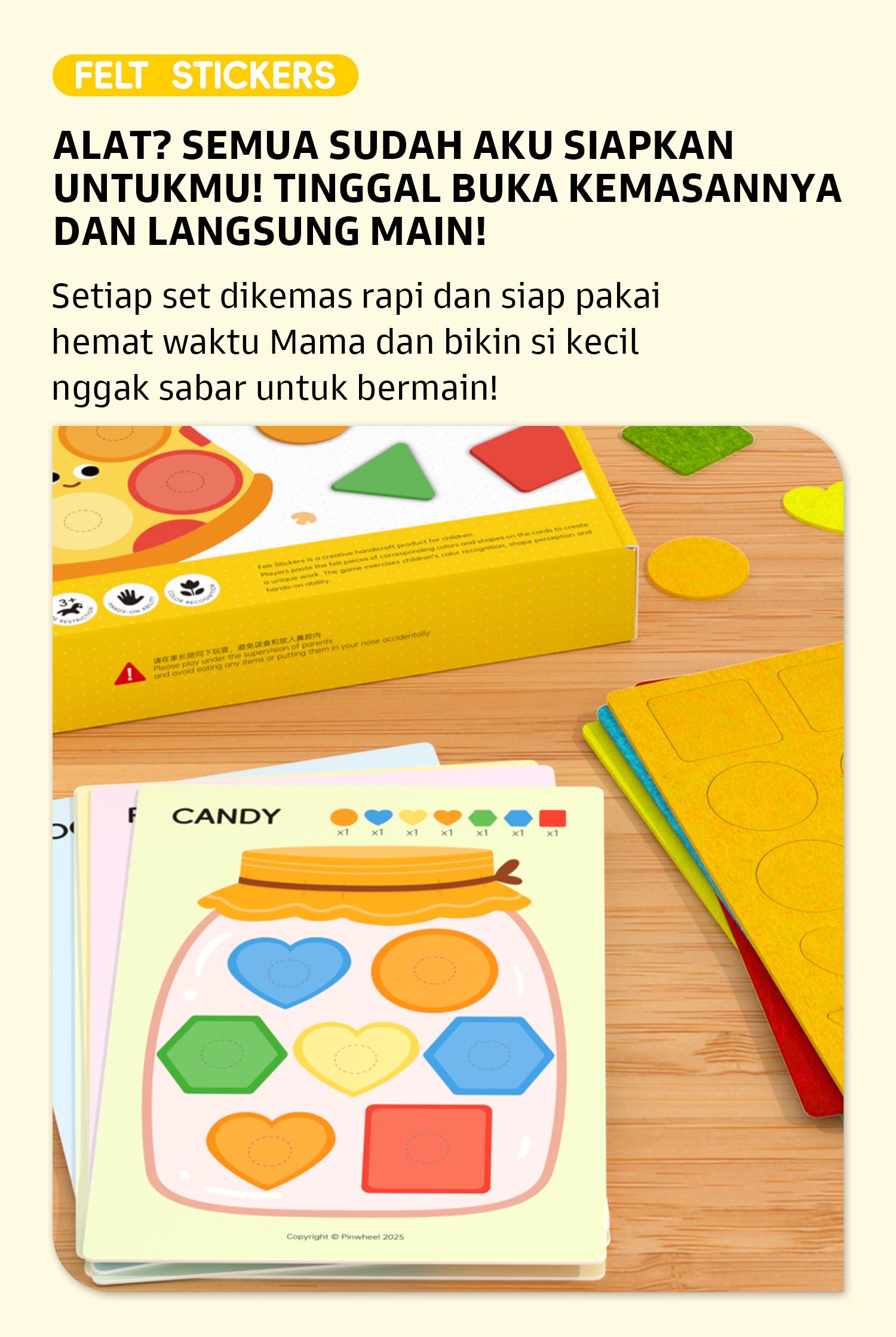 Pinwheel Felt Sticker DIY Mainan Edukasi Anak Stiker Busa Lembut Berwarna Kreatif Untuk Usia 3 Tahun Ke Atas