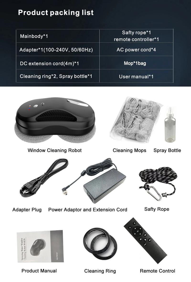 Product Introduction of Window Cleaner Robot Vacuum Cleaner W-R3S 5600pa High  suction power，With Manual & Automatic water spray ，With APP & remote control Window cleaning Robot Home Appliances mesin basuh coway Mesin 21