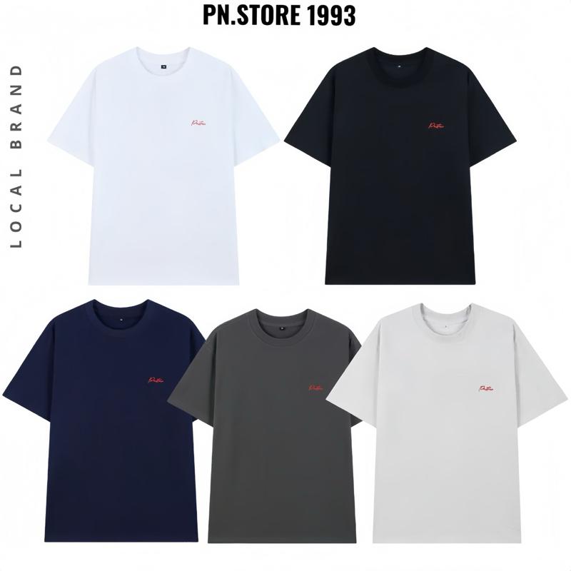 COMBO 2 Áo Thun Nam Nữ Thêu PN.store Cotton PN.STORE1993 Premium Full Color Cổ Tròn Nam Nữ