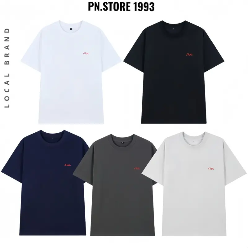 COMBO 2 Áo Thun Nam Nữ Thêu PN.store Cotton PN.STORE1993 Premium Full Color Cổ Tròn Nam Nữ