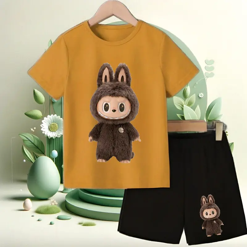 baju anak setelan karakter labubu coklat-anak cowok cewek Fashion 2