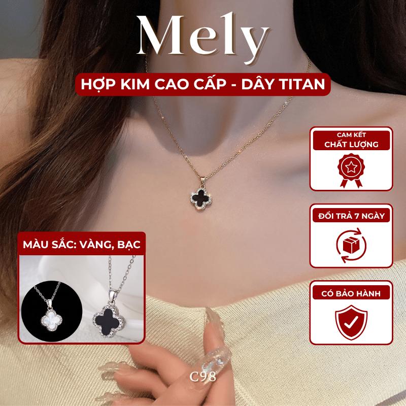 Dây chuyền, Vòng Cổ nữ hình cỏ 4 lá 2 mặt trắng đen Trang Sức thời trang Hàn Quốc C98 Mely