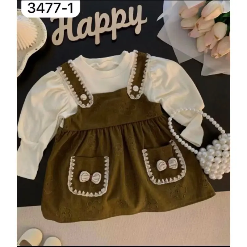 BELIMOM’s - GAUN DRES PREMIUM KATUN CORDURAY BKK OVER OLL USIA 3 BULAN - 4 TAHUN COD / BAJU ANAK PEREMPUAN Lengan panjang 0