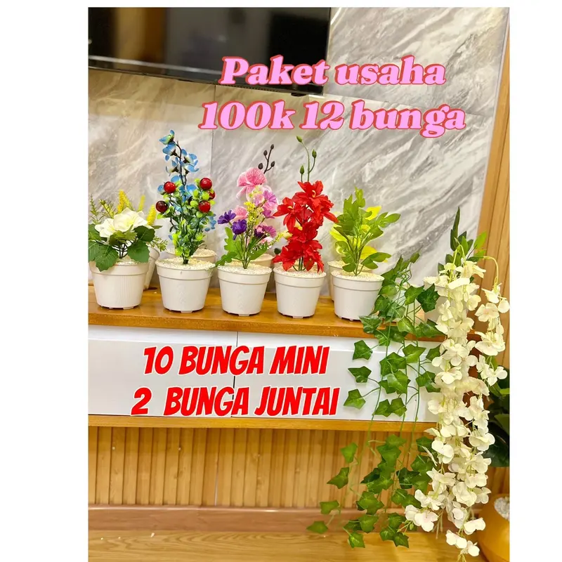 PROMO PAKET USAHA 12pcs Bunga (10 bunga mini +2 bunga gantung) 0