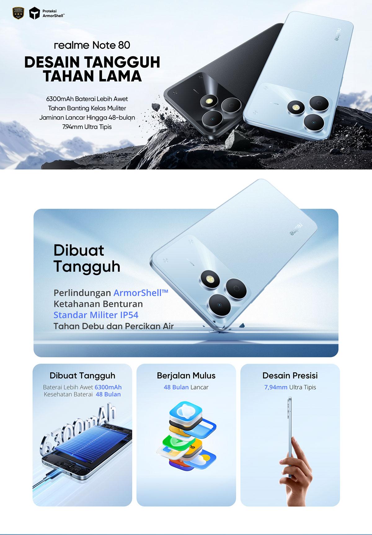 [PENTY EXCLUSIVE] realme Note 80 4GB+8GB*|64GB (Desain Tangguh | 6300mAh Baterai | Proteksi ArmorShell | Jaminan Lancar Hingga 48-bulan | IP54)