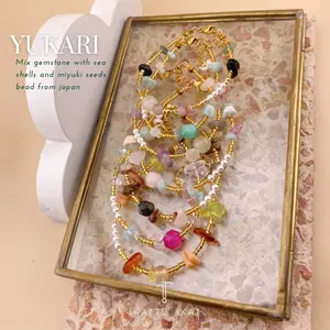 Yukari Bracelet - Gelang Tangan Wanita Mutiara Air Tawar Gemstone Crystal Healing Stone Batu Anti Karat Pudar Murah Handmade Buatan Tangan Adjustable