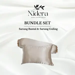 Nidera Bundle Set Sarung Bantal & Sarung Guling Premium Satin Silk 60x40cm & 90x35cm Halus Licin Nyaman Anti Kusut