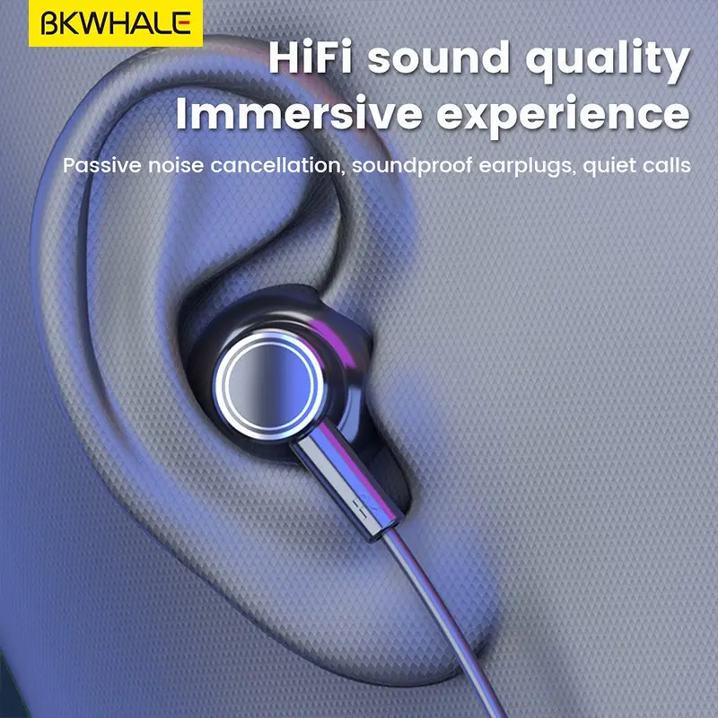 BKWHALE - Tai nghe không dây dây đeo cổ BT-21, tai nghe Bluetooth tương thích 5.0, có micrô, âm trầm, khử tiếng ồn, tai nghe thể thao chạy, tai nghe lâu dài Elfly 4