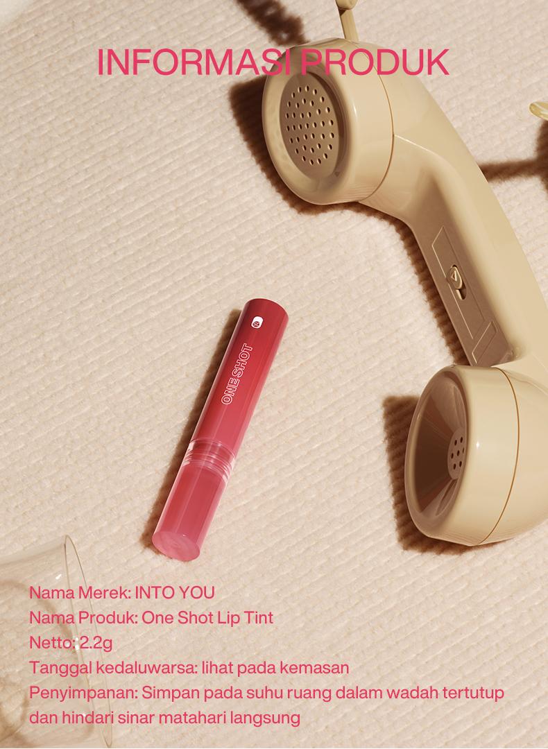 INTO YOU One Shot Lip Tint Glossy Water Finish Ringan Tahan Lama Tidak Transfer Bibir Lembap Natural