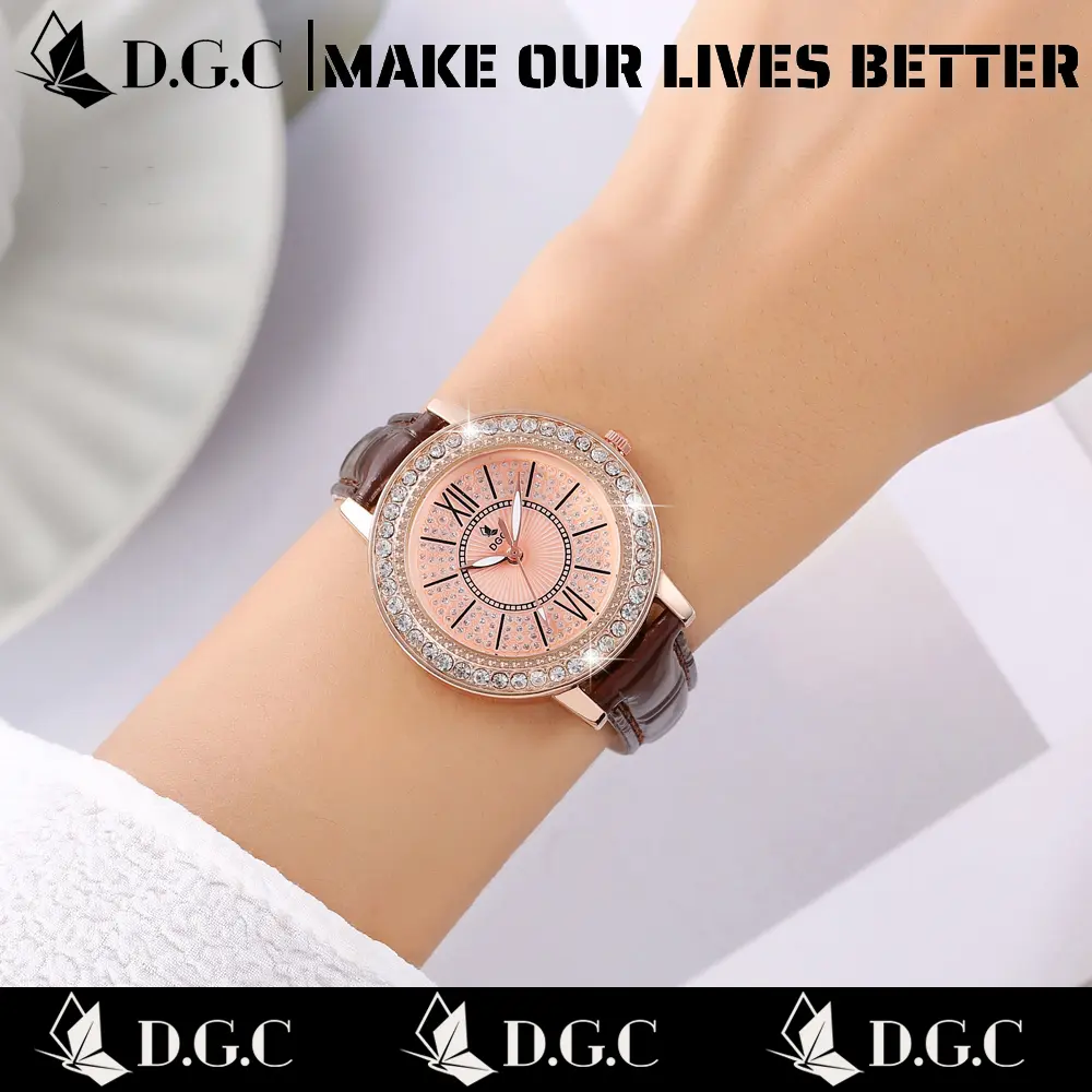 ✨DGC  Jam Tangan Quartz Strap Kulit Kanvas PU Analog Casual Gaya Retro Wanita  Watch  Fashion Body Diamond bisa COD W292