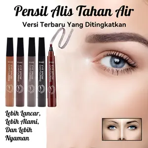Pensil Alis Tahan Air, Tahan Keringat, Tahan Lama, Mudah Digunakan | Ujung Lembut 4 Cabang untuk Alis Sempurna