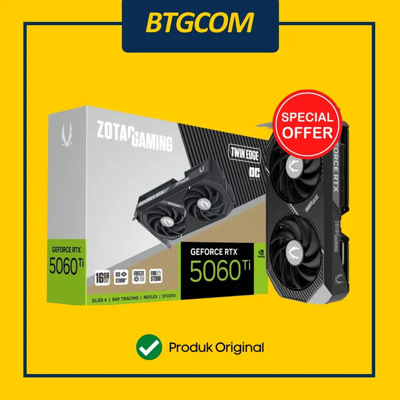 VGA CARD ZOTAC GEFORCE RTX 5060 TI 16GB TWIN EDGE OC GDDR7 128BIT (ZT-B50620H-10M)