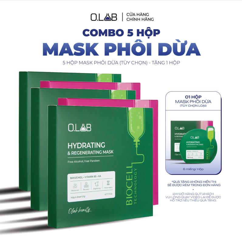 COMBO 5 HỘP Mặt nạ phôi dừa sinh học OLAB - Hỗ trợ dưỡng sáng da mờ thâm sạm và dưỡng ẩm Cosmetics Women