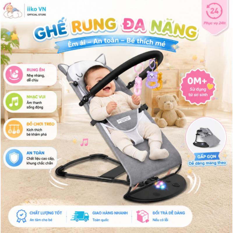 flash sale giao hàng nhanh Ghế Rung Nhún Thương Hiệu iiko Cho Bé Ghế Bập Bênh…