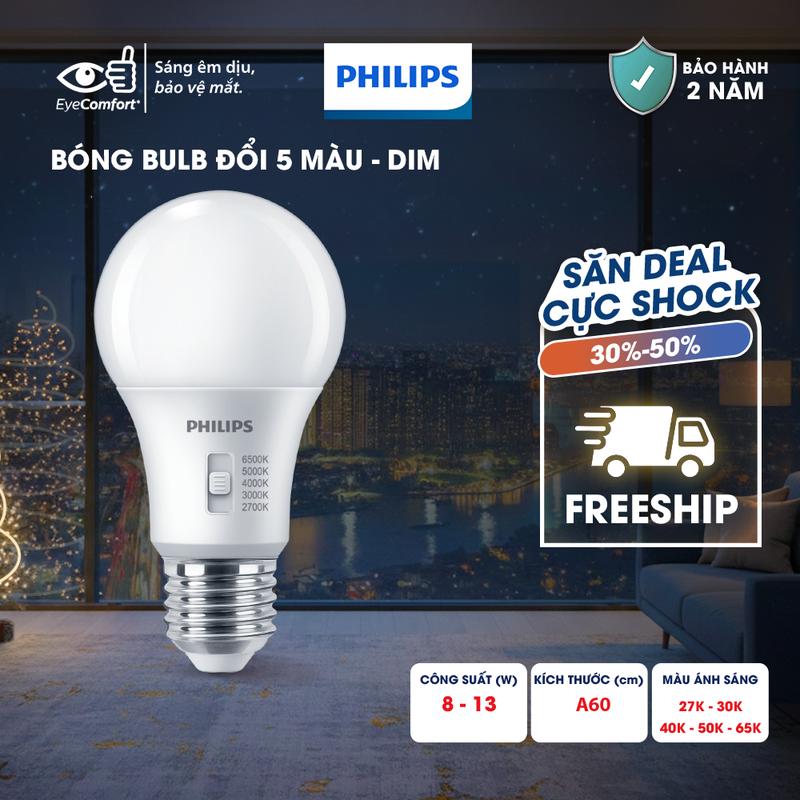  Bóng đèn LED PHILIPS Bulb A60 DS FR DIM thay đổi nhiệt độ màu - Công suất  8W 13W  