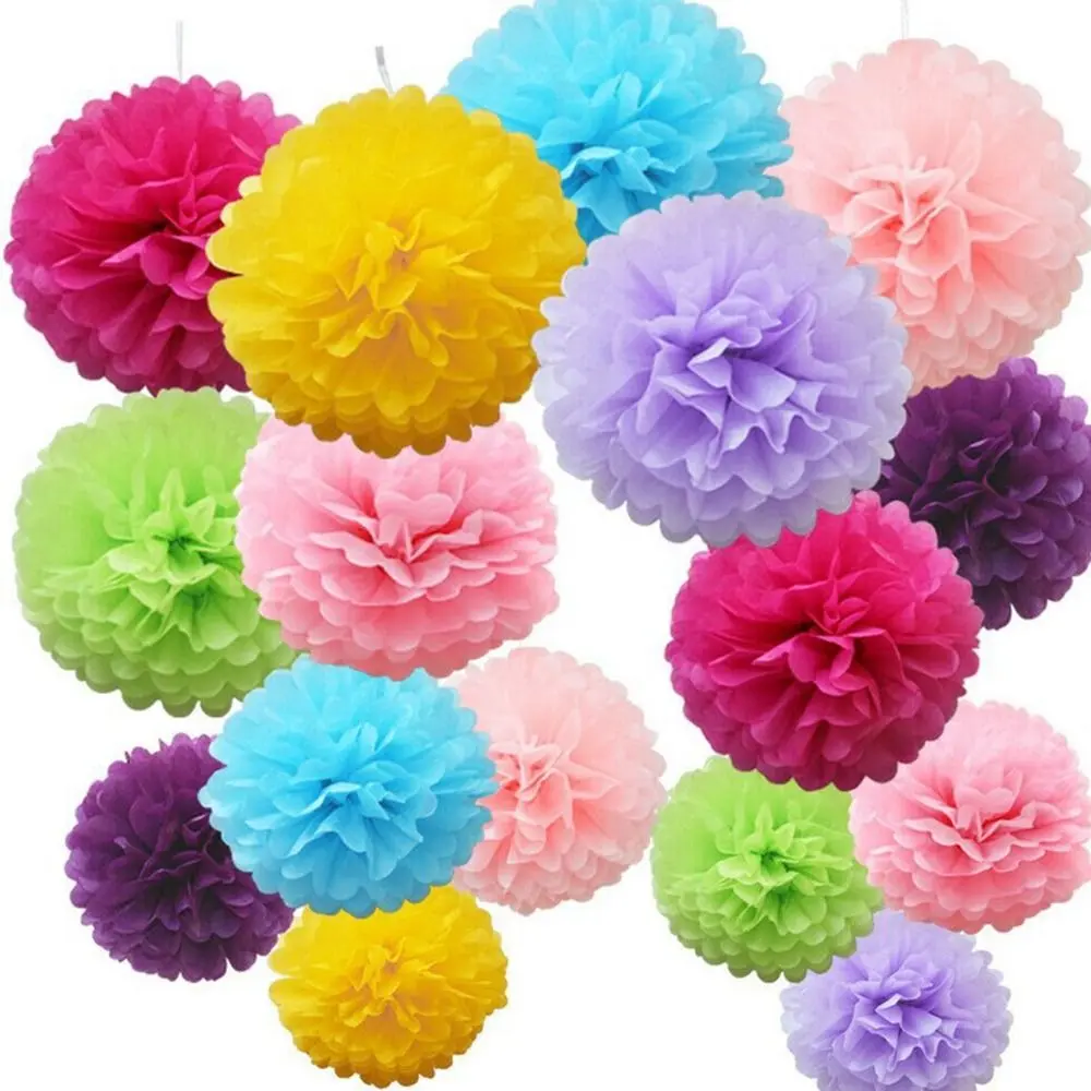 Artificial Round Birthday For Party Decoration Baby Shower DIY Accessories Wedding Flowers Paper Flowers Ball Paper Pompoms Tissue Paper Pompoms
