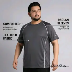 Kaos Olahraga Pria Polos Jumbo 4Xl-9Xl Lengan Pendek Sport