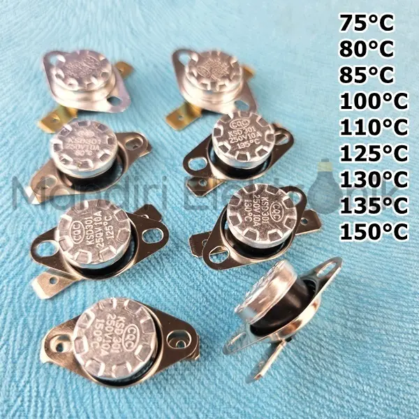 Termostat Thermostat 75 80 85 100 110 125 130 135 150 C 250V 10A Bimetal Sensor Suhu 250 Volt 10 Ampere KSD 301