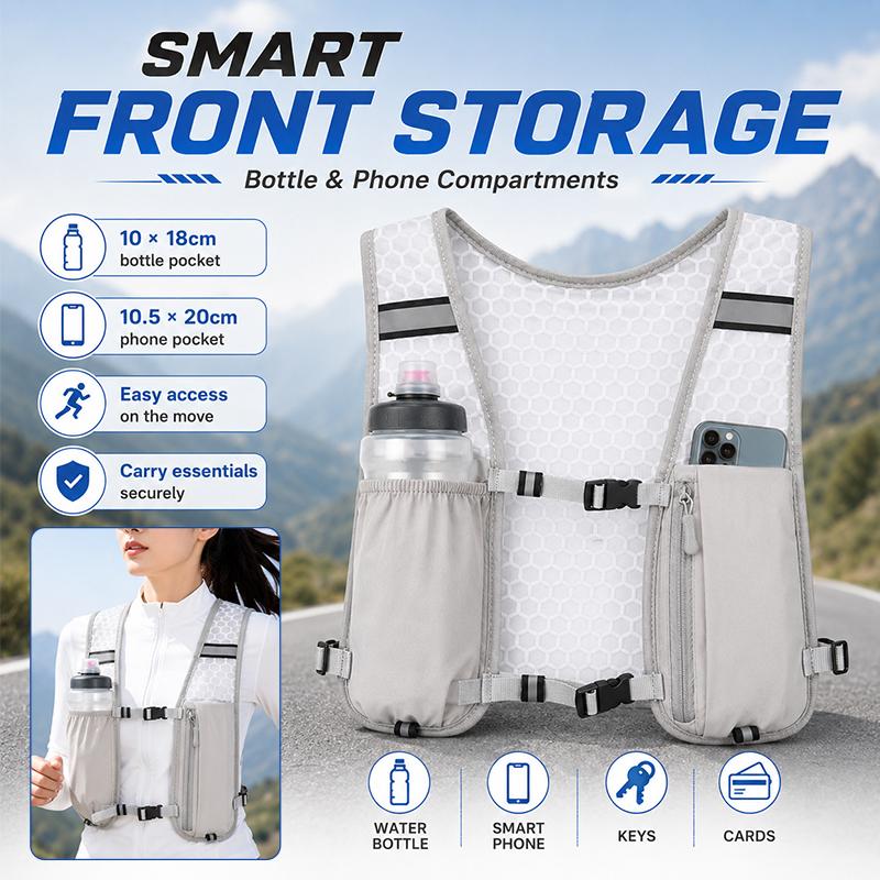 Áo vest phản quang kiêm ba lô chạy bộ, ba lô đựng nước nhẹ, túi đeo ngực thoáng…