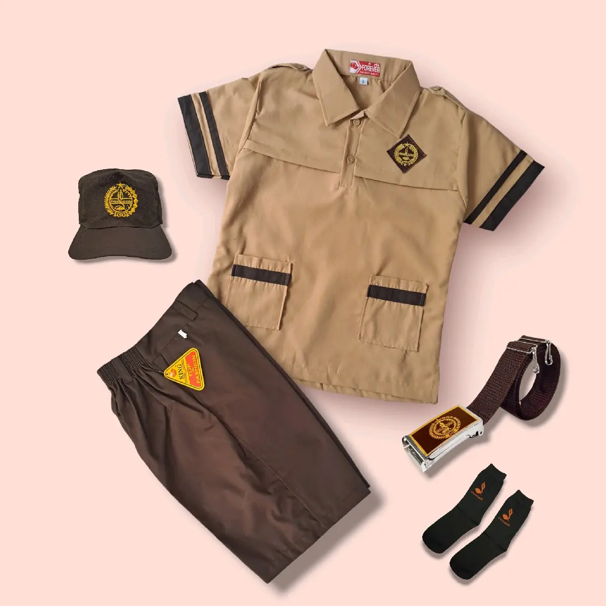 Setelan Seragam Sekolah Pramuka Siaga SD Anak Laki-Laki Baju Pendek Celana Pendek Kelas 1-6